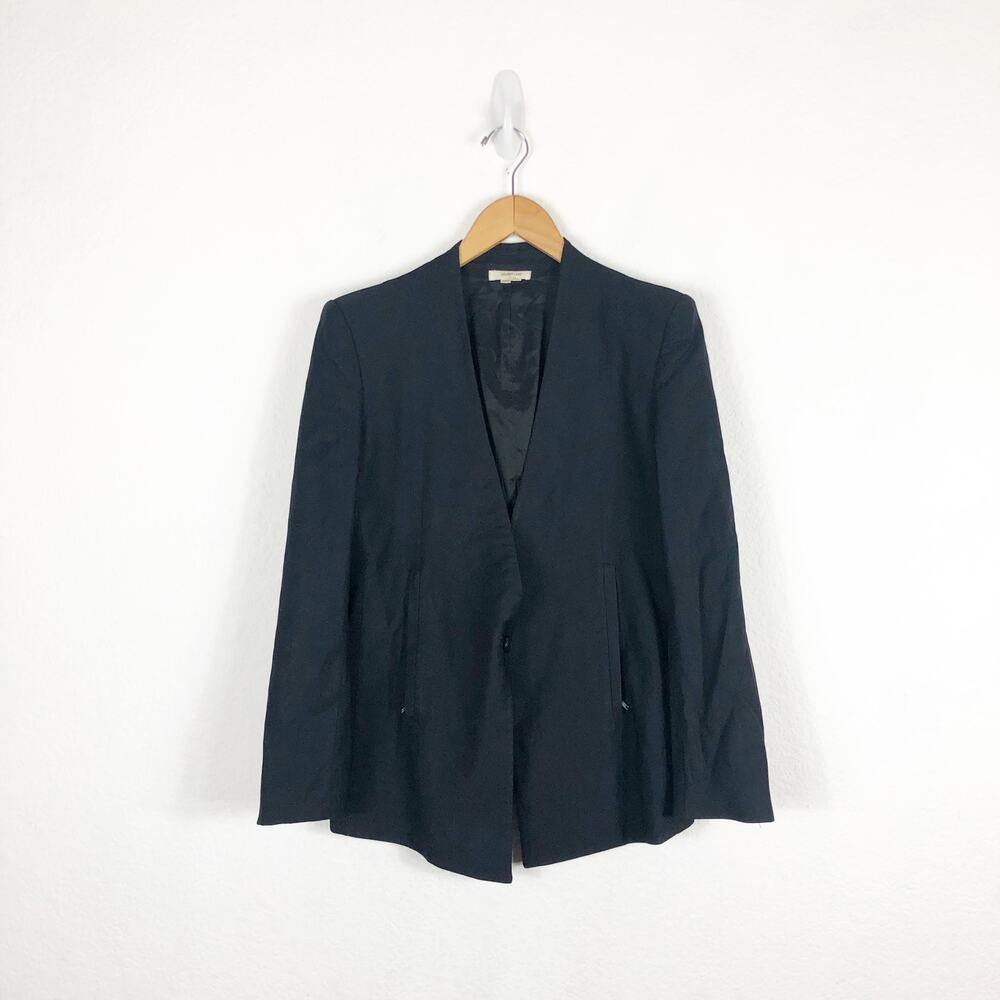 Helmut Lang Black Single Button Collarless Blazer… - image 3
